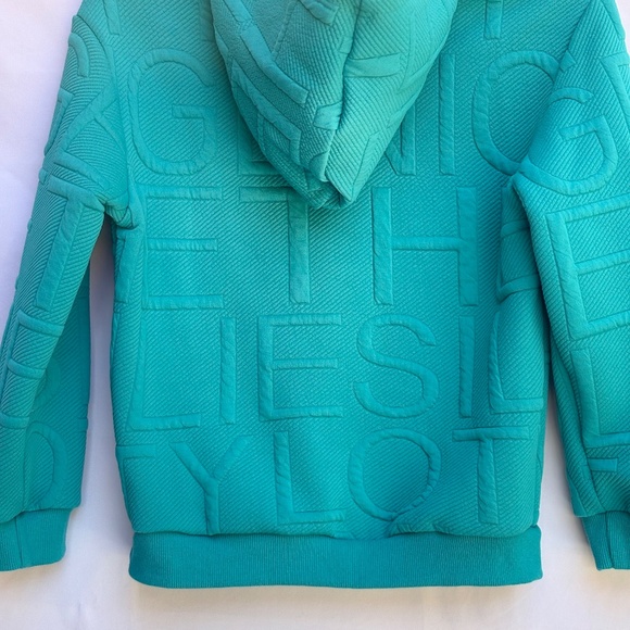 Boys Size 10 Teal Embossed Quilted Hoodie - Picture 3 of 4